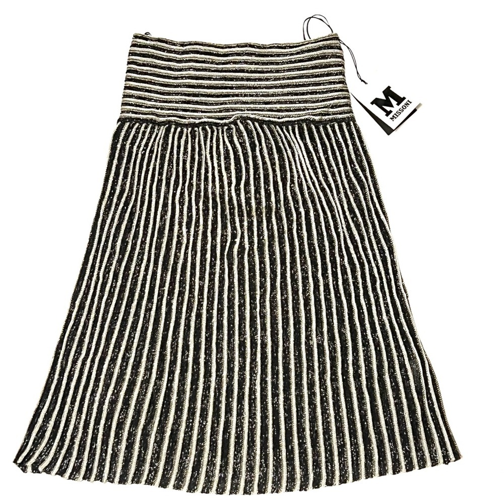 M by Missoni Zig Zag Metallic Midi Skirt Size 8 New - Picture 4 of 17